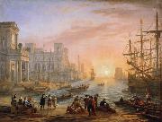 Claude Lorrain Seaport at Sunset (mk17) oil painting on canvas